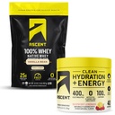 Ascent 100% Whey Protein Powder, Vanilla Bean 2 lb & Hydration + Energy Electrolytes, Raspberry Lemonade 40 Servings