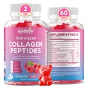 2 Pack Collagen Peptide Gummies for Women & Men, Collagen Protein Type I,II,III,V,X with Biotin Vitamin C, D, Hydrolyzed Collagen Supplement for Skin, Hair, Nails, Raspberry Flavor, 120 Count