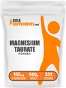 BulkSupplements.com Magnesium Taurate Powder - Magnesium and Mineral Supplement, Heart and Nerve Health Support - Gluten Free, 150mg of Magnesium per Serving, 500g (1.1 lbs) (Pack of 1)