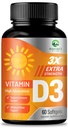 Vitamine D3 5000 IE Softgels (125 mcg) - Extra sterkte Vitaminen D-3 Dieetsupplement voor bot, tanden, spiergezondheid en immuunondersteuning, snelle absorptie Mini D Softgel, non-GMO, glutenvrij - 60 Tel.