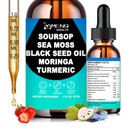 Soursop Bitters Liquid- Organic Soursop Drops W/Moringa Oregano Black Seed Oil & Sea Moss Extract Leaves for Immune Gut & Antioxidant Supports, Natural Herbs Supplement for Women & Men丨Vegan, 2Fl Oz