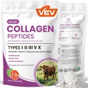 VEV Multi Collagen Peptides Powder with Types I, II, III, V, X, 32 oz (82 Servings) - Skin, Joint & Hair Support - Hydrolyzed Collagen Powder for Women, Biotin, Vitamin C, Unflavored, Dissolves Easily
