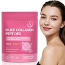 Multi Collagen Peptides Powder with Type I II III V X for Skin Joints Bones Hair and Nails Enhanced with Vitamin C Biotin Hyaluronic Acid Keratin Elastin for Comprehensive Beauty and Wellness Support