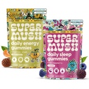 SuperMush Mushroom Gummies - Lions Mane, Reishi, Chaga, Cordyceps, L-Theanine, Magnesium & Chamomile - Vegan & Sugar-Free Supplement for Energy, Focus, Stress Relief & Deep Sleep - 120 Gummies