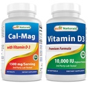 Best Naturals Calcium Magnesium with Vitamin D3 1500mg & Vitamin D3 10000 IU