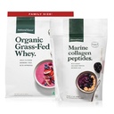 Natural Force Grass Fed Organic Whey Unflavored A2 Protein Powder, 5 LB Clean Marine Collagen Powder, 11.7 OZ