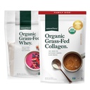 Natural Force Grass Fed Organic Whey Protein Powder Unflavored - 16 oz Organic Clean Collagen Peptides Powder Unflavored, 32oz