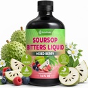 Soursop Bitters Liquid – Herbal Detox Formula with Soursop, Ginger, Turmeric & Black Seed Mixed Berry Flavor – Supports Digestive Balance & Immune Wellness – 16 fl oz