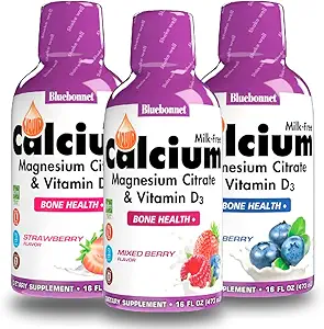 Bluebonnet Nutrition Liquid Calcium Citrate Magnesium Citrate, Vitamin D3 - Bundle of Blueberry, Strawberry and Mix Berry Flavor, 3 Bottle of 16 Fl Oz Each (48 Fl Oz Total)