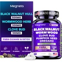 Wormwood Black Walnut Clove Cleanse for Humans, Intestinal Cleanse & Gut Detox with Pumpkin Seed & Oregano, Vegan Digestive Support for Adults, 60 Capsules