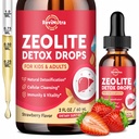 Zeolite Detox for Kids and Adults, Clinoptilolite Zeolite Liquid Drops with Chlorella, Magnesium, Zinc, Methy Vitamin B12 & D3, Gut Liver Detox Cleanse, Immunity, Strawberry Flavor 2 Fl Oz