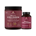 Ancient Nutrition Multi Collagen Peptides Protein Powder, Unflavored, 40 Servings + Multi Collagen Peptides Protein Capsules, 45 Count