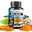 9 in 1-Sea Moss Black Seed Oil Ashwagandha Ginger Bladderwrack Burdock Root Vitamin C Vitamin D3 Black Pepper Fruit Extract, Extra Strength 60 Capsules