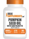 BulkSupplements.com Pumpkin Seed Oil with Saw Palmetto Softgels - Pumpkin Seed Oil Supplement, Saw Palmetto for Men & Women - Gluten Free, 3 Softgels per Serving (3000mg), 270 Count (Pack of 1)