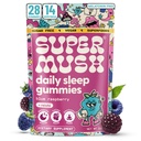 SuperMush Sleep Gummies for Adults - Mushroom Supplement with Magnesium Citrate, L-Theanine, Chaga, Reishi & Chamomile for Deep Sleep, REM & Detox - Vegan & Sugar-Free - 28 Gummies (14 Servings)