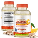 Liposomal Vitamin C Capsules - 1500mg Buffered High Absorption Vitamin C Supplement & Collagen Booster - Fat Soluble Immunity Support Ascorbic Acid Supplement 200 Vegan Capsules