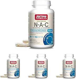 Jarrow Formulas N-A-C 500 mg - Antioxidant Aminozuur Supplement ondersteunt Cellular Health & Liver Function - Precursor aan Glutathion - Tot 60 Servers (Veggie Caps) (Pack of 4)