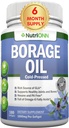 Borage Oil - 1000 mg - 180 Softgels - Cold Pressed High GLA Borage Seed Oil - Hexane and PA Free - Great for Skin, Hair and Bones.