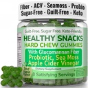 High-Fiber Keto Snacks, Healthy Snack for Adults, Chromium Picolinate Seamoss ACV Gummies, Gluten Free No Sugar Low Calorie & Carb Prebiotic Fiber Gummy Snack Candy, Apple Cider Vinegar Irish Sea Moss