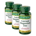 Nature's Bounty Calcium Magnesium & Zinc Caplets, Immune & Bone Health, Daily Supplement, 1000mg Calcium, 400mg Magnesium, 600 IU Vitamin D, Gluten Free, 100 Caplets (Pack of 3)