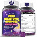 Kids Melatonin Gummy Supplements 1mg - Non-Habit Forming Melatonin Gummies Kids with Chamomile, Lemon Balm, L-Theanine, Magnesium, Zinc for Children Ages 4+ - Non-GMO, Gluten Free, Mixed Berry Flavor