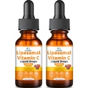 2 Pack Liposomal Vitamin C 1000mg Drops High Potency 6-in-1 Fat Soluble VIT C w. Zinc Elderberry Glutathione Niacin for Immune Support Antioxidant Collagen Production丨Liquid Vitamin C Formula