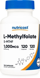 Nutricost Methylfolate 1000mcg, 120 Vegetarian Capsules, Gluten Free