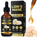 Lions ManeMushroom Drops – Brain Supplement 120,000 MG, Memory Focus & Immunity Vitamins, Plant Extract 2Oz