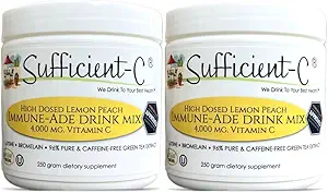 Voldoende C hoge dosis niet-GMO vitamine C - Citroenperzik Immune-Ade Drinkmix 250 Gram - gezonde hydratatie zoals nooit tevoren (2 Pack)