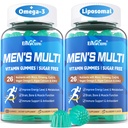 Methylated Multivitamin for Men Gummies, Vegan Omega 3, CoQ10, Zinc, Vitamin A C D3 K2 E B Complex, Calcium, Magnesium, Lycopene - Liposomal Vitamins - Energy, Immune, Bone, Brain, Sugar Free, 120 Cts