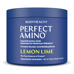BodyHealth PerfectAmino Powder - BCAA en EAA Powder for Pre and Post Workout - Amino Acid Energy Drink voor mannen en vrouwen om Lean Muscle and Recovery te ondersteunen - Lemon Lime - 30 Servings