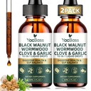 2 Pack Liposomal Black Walnut Wormwood Drops 10-in-1 Wormwood Black Walnut Clove Formula Garlic Pumpkin Seeds, Soursop Herbal Tincture for Gut Cleanse & Digestive Health Vegan 60 Days Supply
