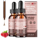 2 Pack 24 in 1 Black Walnut Wormwood Tincture - Clove,Pumpkin Seed,Garlic,Oregano,Berberine, Ashwagandha - Gentle Gut Cleanse & Digestive Health - Alcohol-Free,Gut-Friendly -Raspberry Flavor - 4FL OZ