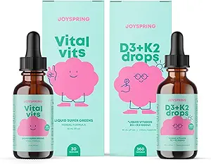 JoySpring vitamine D druppels voor peuters te ondersteunen groei en dagelijkse multivitamine met burdock wortel & vlierbessen voor kinderen Immune Booster