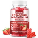 Potassium Magnesium Gummies with Electrolytes & Vitamins - Magnesium Glycinate, Potassium Citrate, Calcium, Vitamins B6, D3 & K2 for Muscle Function & Recovery - Vegan, Strawberry, 60 Count