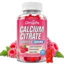 Calcium Citrate Gummies, Sugar Free Calcium Citrate 1000mg for Muscle Healthy, Absorption Calcium Supplements for Adults & Kids, Raspberry, 60 Count