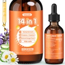 14 in 1 Herbal Gut Cleanse Drops – Natural Detox for Adults & Kids with Wormwood, Black Walnut, Chlorella 200mg & 10B Probiotics 150mg – Digestive Health Supplement, Alcohol-Free, 2oz
