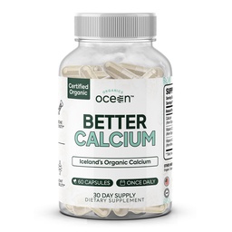 Organics Ocean Better Calcium Red Algae-Derived with D3 & K2, 60 Capsules