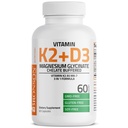 Bronson Vitamin K2+D3 Magnesium Glycinate Supplement, 3-in-1 Formula, 60 Capsules