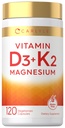 Carlyle Vitamin D3 K2 | 5000 IU D3 & 100 mcg Vitamin K2 (MK7) | 120 Capsules | with Magnesium and Zinc | Vegetarian, Non-GMO, Gluten Free Supplement