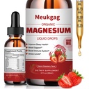 Magnesium Glycinate Liquid - 1000mg Liquid Magnesium Complex Supplement with Bromelain, D3, B6 & K2 - Magnesium Glycinate 500mg for Calm Mood/Muscle & Sleep, Strawberry Flavor, 2fl Oz