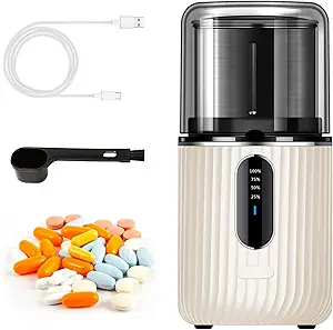 Cordless Electric Pill Crusher Grinder - Pillensnijders voor kleine of grote pillen en vitamine tabletten om fijn poeder - elektronische pil Pulverizer - Verwijderbare Grinding Cup voor eenvoudige reiniging