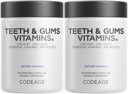Codeage Tanden & Gums Vitaminen + Orale Probiotica Supplement voor Mond - Whole Food Calcium, Collageen, Kalium, Vitamine C, D3, K2, Zink 