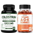 Colostrum (120 Count) Runder Colostrum Capsules Supplement voor volwassenen en ADK Vitamine D3 (60 Gummies) D & K - 10 Vegan Supplement - Heerlijke Raspberry Flavor - Niet GGO Derde partij getest - USA Made