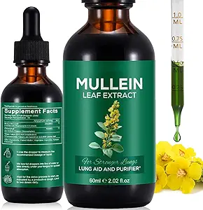 Mullein druppels voor de longen, Mullein bladextract voor de longen, natuurlijke Mullein kruidensupplementen, Mullein Chlorofyl druppels voor de longen, Long reiniging voor de rook - 2,02 fl oz