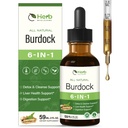 Burdock Root Extract Drops for Liver Health, 6-in-1 Herbal Supplement for Detox & Cleanse & Digestion Support Blend w/Milk Thistle Turmeric Red Clover. 2oz