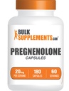 BulkSupplements.com Pregnenolone Capsules - Pregnenolone Supplement, 20mg of Pregnenolone, Nutritional Supplement - 1 Capsule per Serving, 180 Count (Pack of 1)