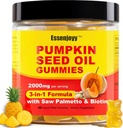 Sugar Free Pumpkin Seed Oil Gummies 2000mg for Women& Men – Pumpkin Seed Oil Supplement with Saw Palmetto & Biotin for Prostate Health, Hair, Skin & Nails – Vegan, 30 Servings, Pineapple Flavor