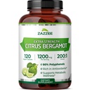Zazzee Extra Strength Citrus Bergamot 200:1 Extract 1200 mg, 80% Polyphenols, 120 Vegan Capsules, Standardized 200X Potency, Heart and Immune System Support, Non-GMO, All-Natural, Made in The USA