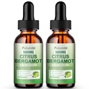 2 Packs 5000mg Citrus Bergamot Liquid Drops,Reduce Triglycerides Bergamot Supplement for High Cholesterol, Immune Support for Anti Aging,Antioxidant,Lime Bitter,Natural Olive Leaf Extract,4 Fl Oz